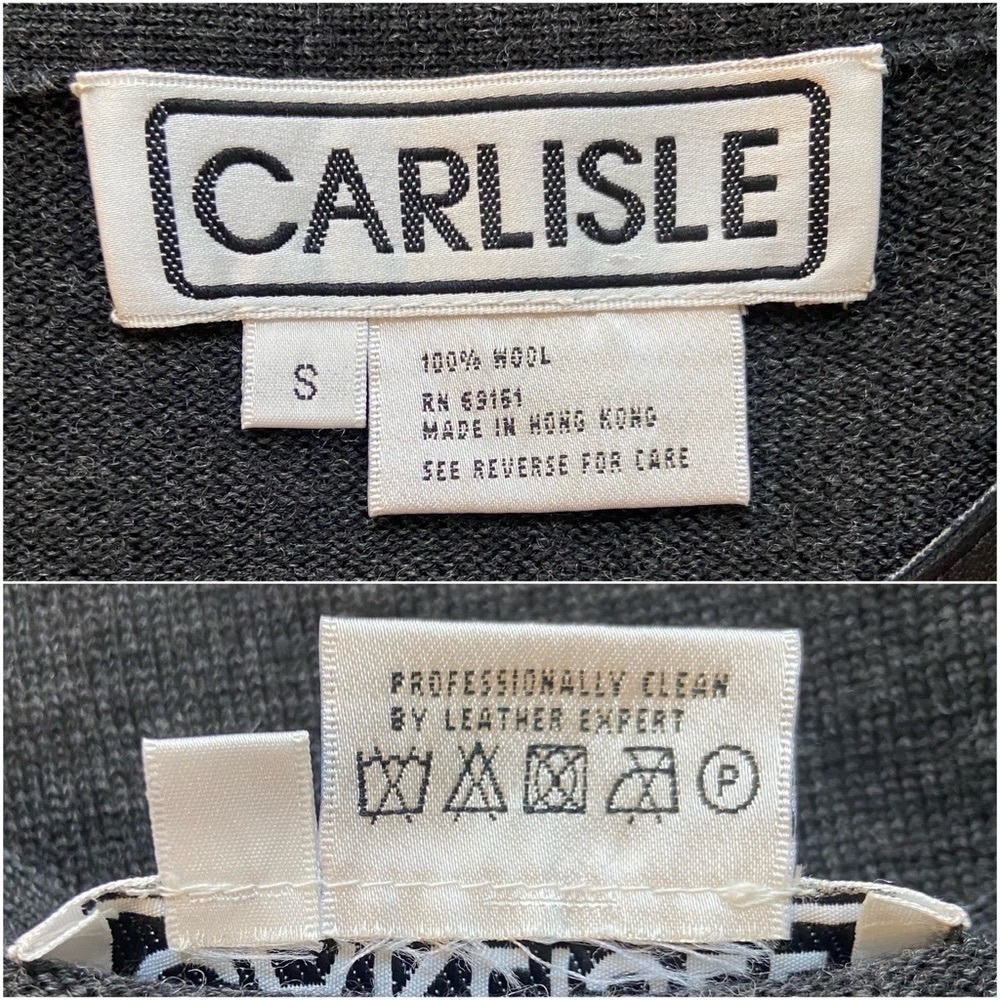 Carlisle genuine leather front wool crewneck snap cardigan *shop@iamwarrior - Picture 9 of 10